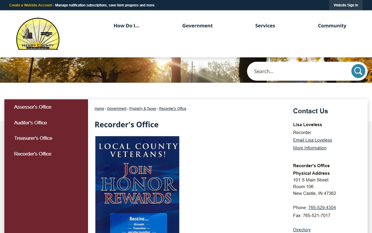 Henry County Clerk of Courts and Recorder records distinction
