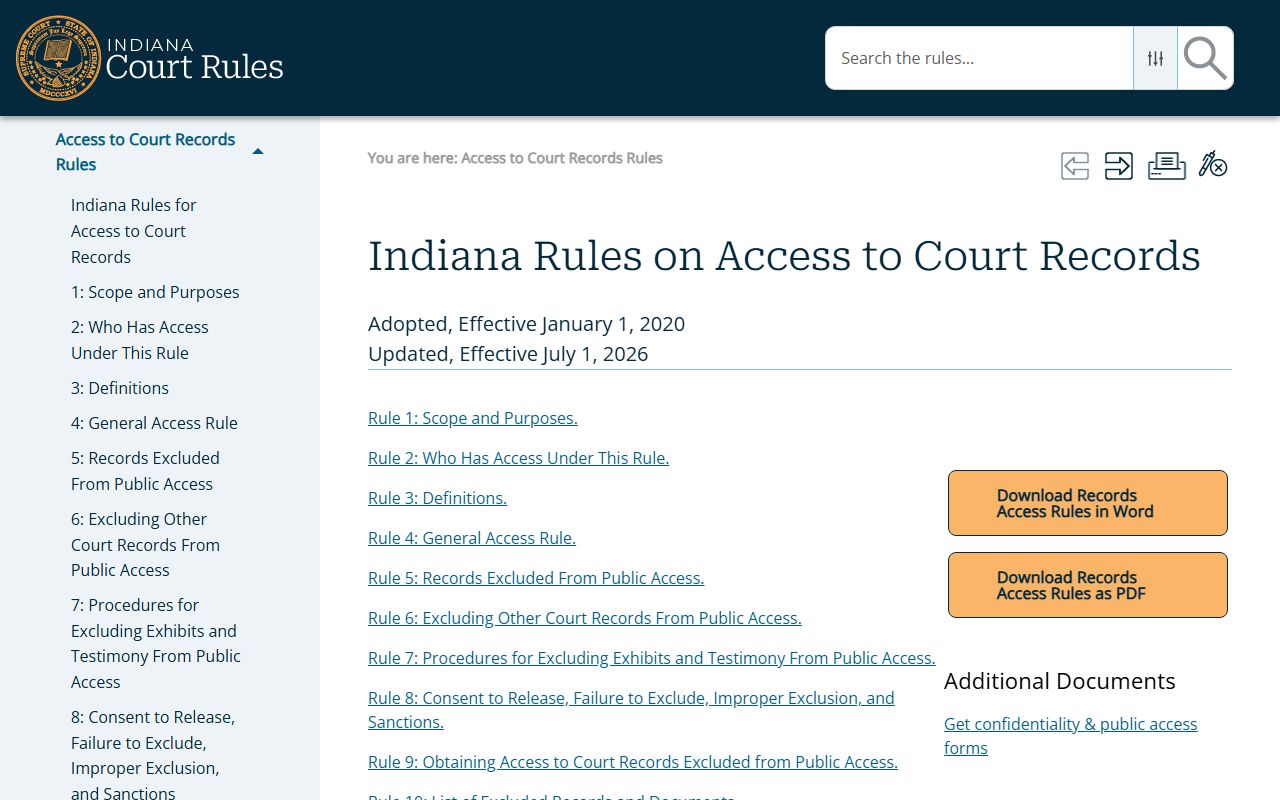 Henry County court records Indiana access rules