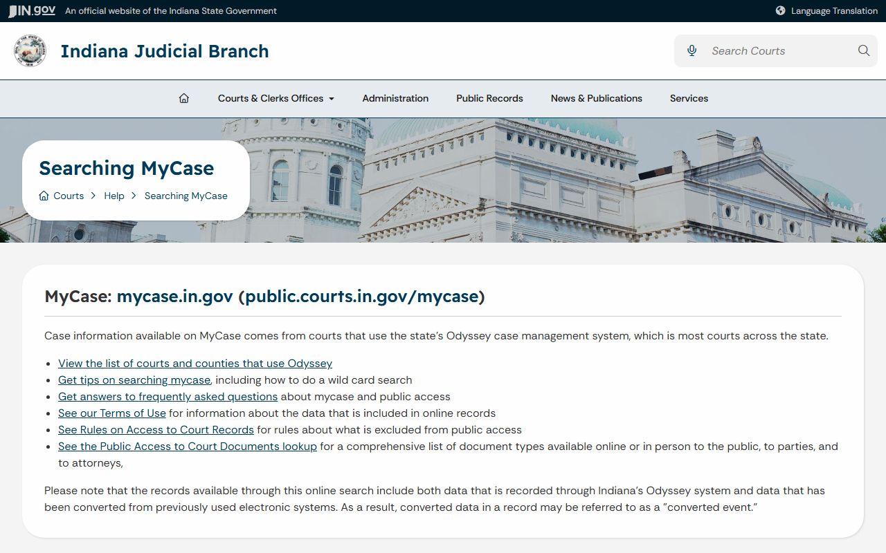 Henry County court records MyCase help page