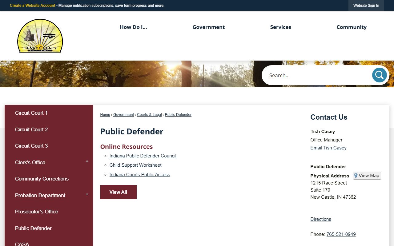 Henry County criminal court records Public Defender page