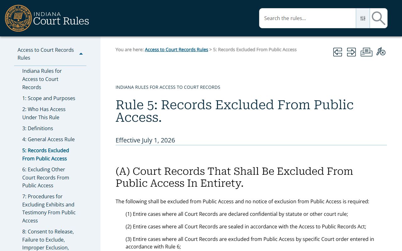 Henry County Circuit Court records Access to Court Records Rule 5