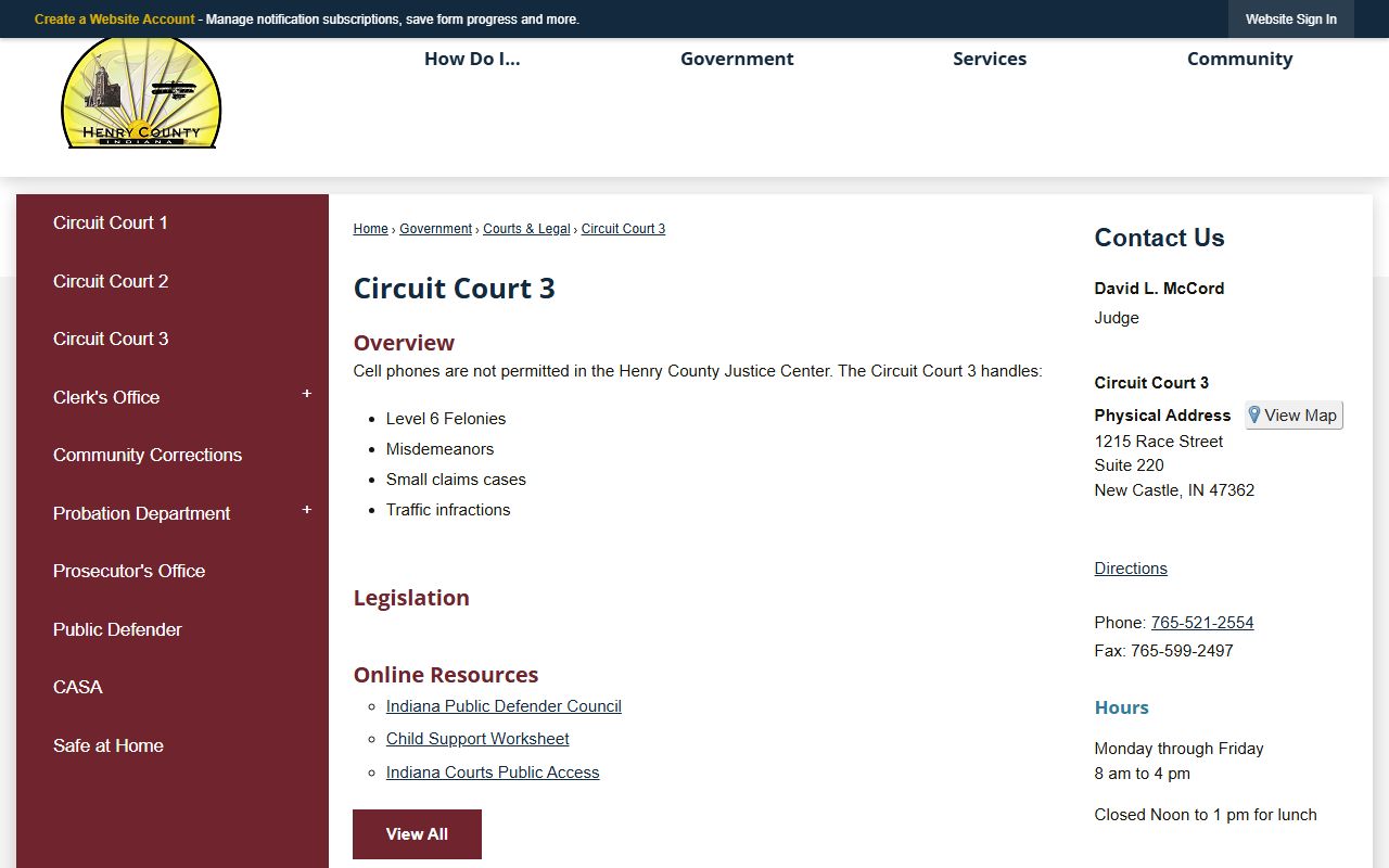 Henry County Circuit Court records Circuit Court 3 page