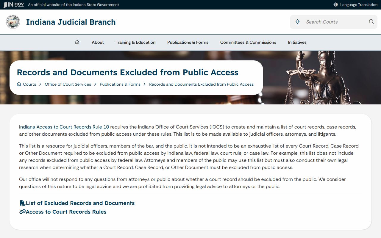 Henry County Circuit Court records excluded court records page