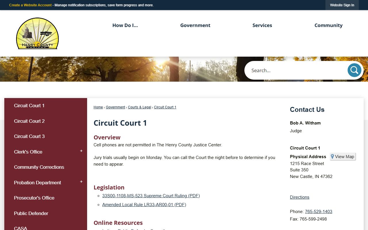 Henry County court records Circuit Court 1 page