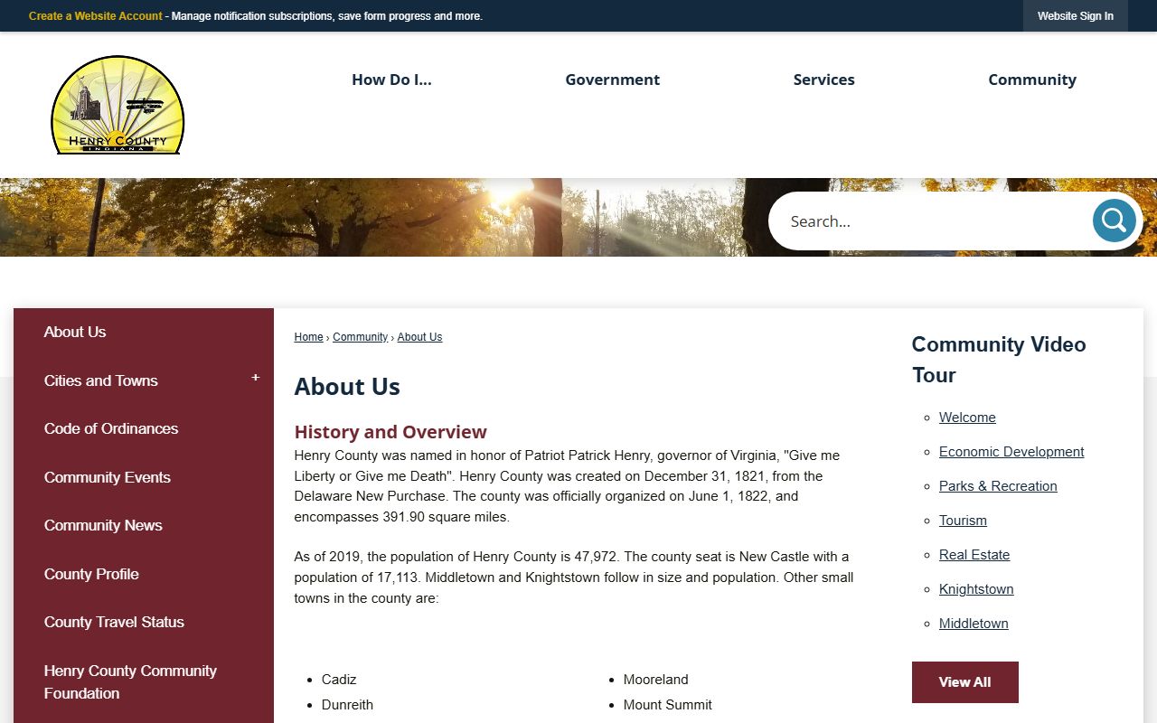 Henry County court records county background page