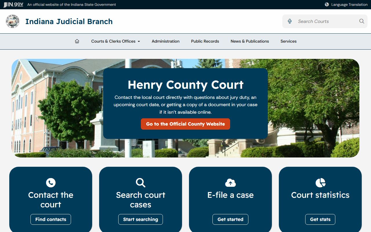 Henry County court records Indiana Judicial Branch page