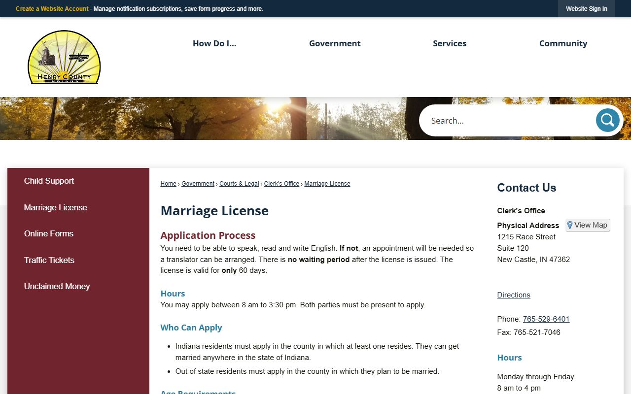 Henry County marriage records marriage license page