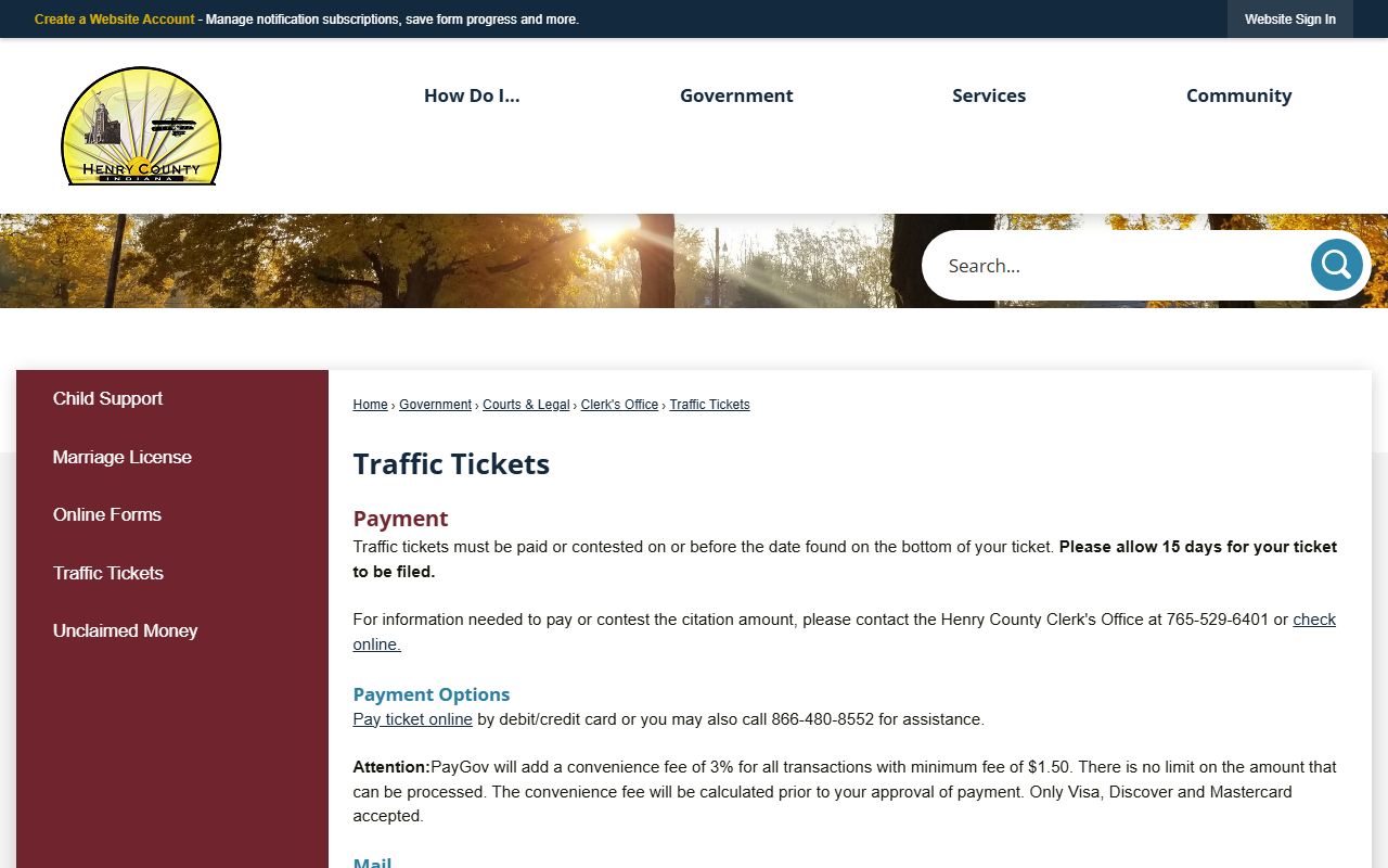 Henry County traffic court records traffic ticket page