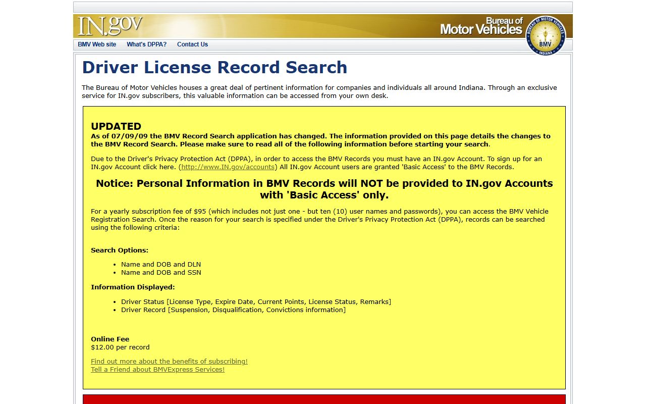 Henry County traffic court records Indiana BMV license records search